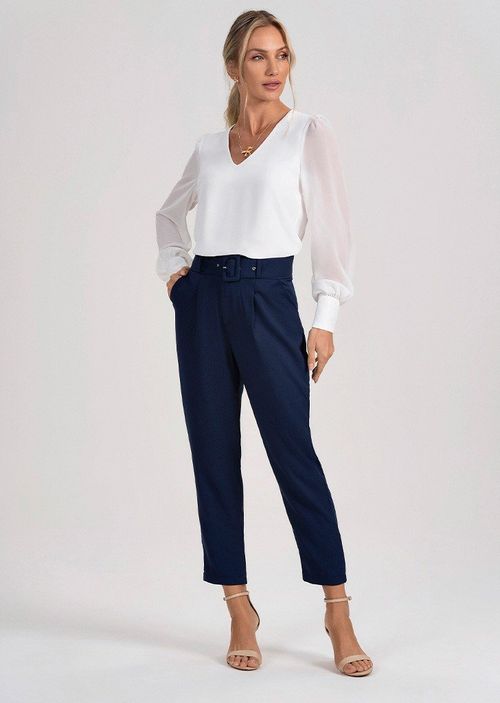Blusa Off White Decote V Guilhermina