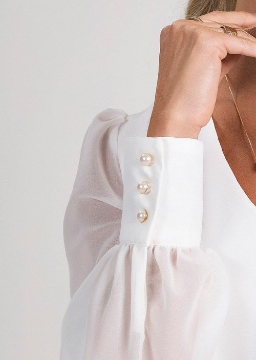 Blusa Off White Decote V Guilhermina
