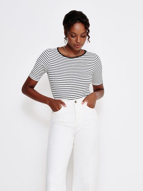 Blusa Listrada de Malha Canelada Belanie