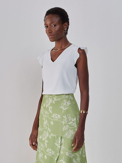 Blusa Feminina Off White Manga Godê Chiara