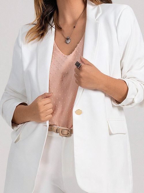 Blazer Off White Botão Único Juliete
