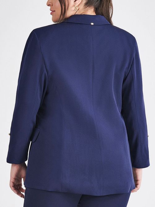 Blazer Feminino de Alfaiataria Marinho com Martingale Tifani