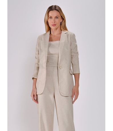 Blazer de Linho com Botão Único Maiara