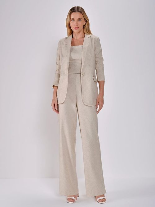 Blazer de Linho com Botão Único Maiara