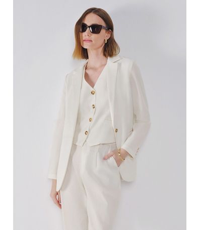 Blazer de Linho com Botão Rajado Yara