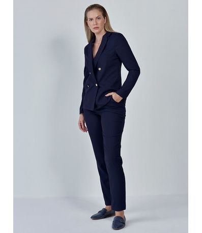 Blazer de Alfaiataria Cruzado Marinho Valdete