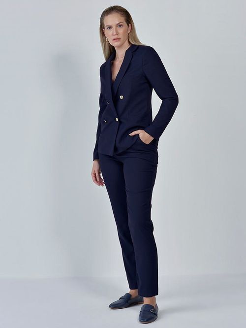 Blazer de Alfaiataria Cruzado Marinho Valdete
