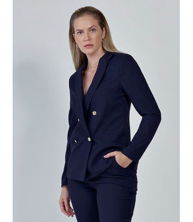 Blazer de Alfaiataria Cruzado Marinho Valdete