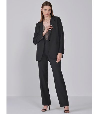 Blazer de Alfaiataria Alongado Preto Liana
