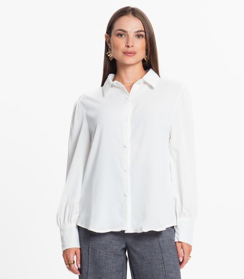 Camisa Feminina Com Botões Revestidos Select Branco