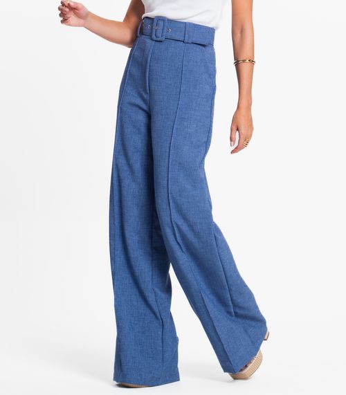 Calça Feminina Pantalona Com Cinto Select Azul