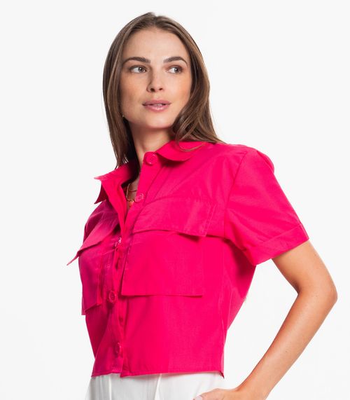 Camisa Feminina Cropped Cargo Epifani Rosa