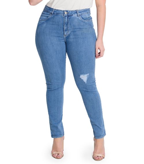 Calca Skinny Jeans com Elastano Secret Glam Azul