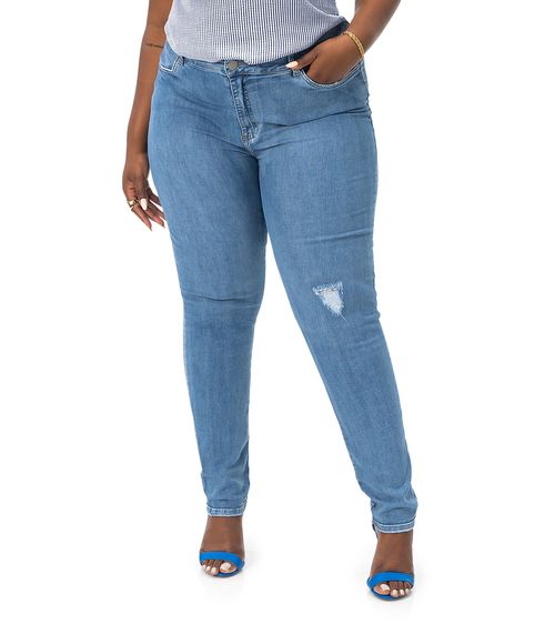 Calca Skinny Jeans com Elastano Secret Glam Azul