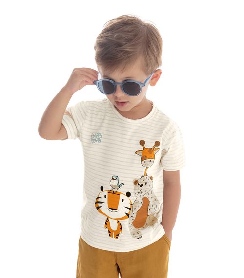 Camiseta Infantil Masculina Bichinhos Trick Nick Bege