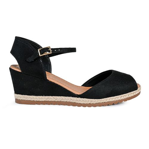 Sandália Anabela Bebecê  Peep Toe Preto Feminina
