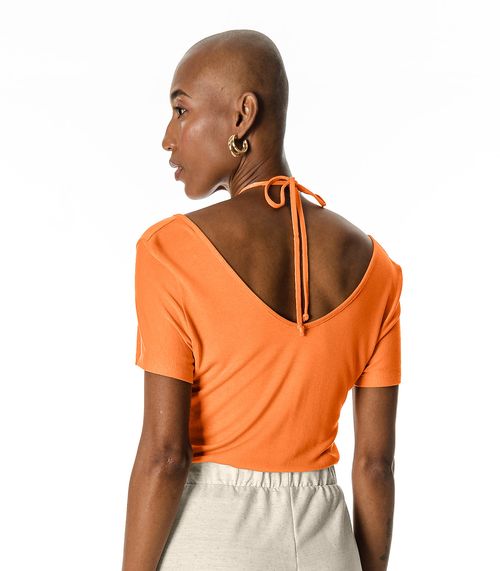 Blusa Feminina Com Amarração No Pescoço Rovitex Laranja