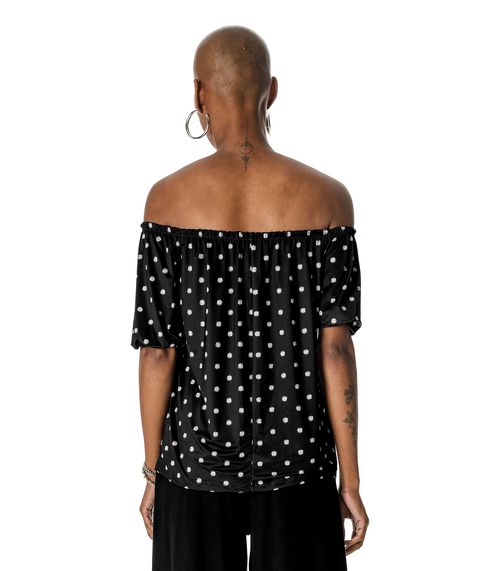 Blusa Ciganinha de Bolinha Rovitex Preto
