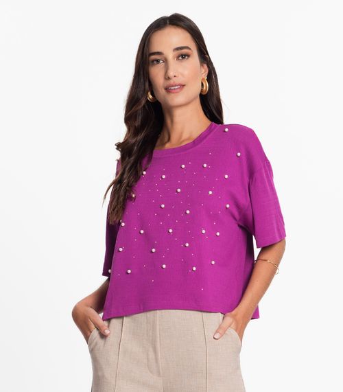 Blusa Feminina Visco Maquinetada Endless Roxo