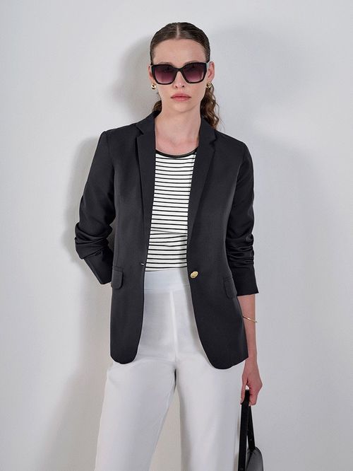Blazer Preto Botão Único Cilene