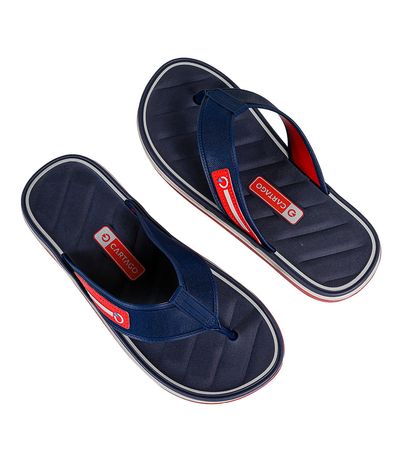 Chinelo de Dedo Cartago Bege, Azul e Vermelho Masculino
