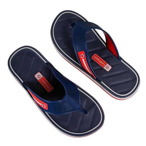 Chinelo de Dedo Cartago Bege, Azul e Vermelho Masculino