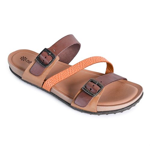 Chinelo Slide New Face Tiras com Fivela Amarula Mix Feminino