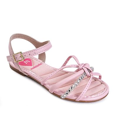Sandália Flats Molekinha Detalhe Nó Rosa Infantil