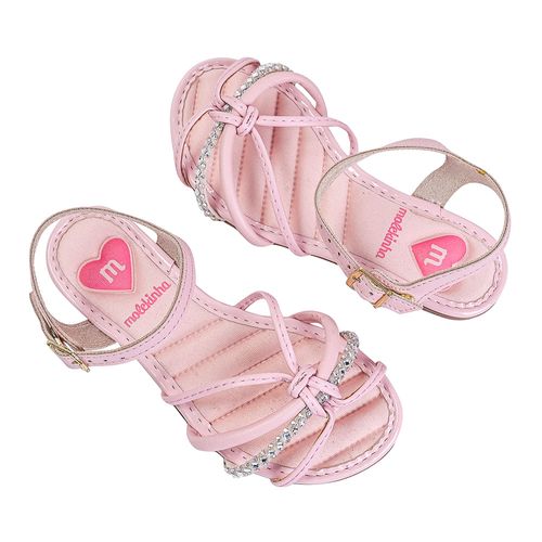 Sandália Flats Molekinha Detalhe Nó Rosa Infantil