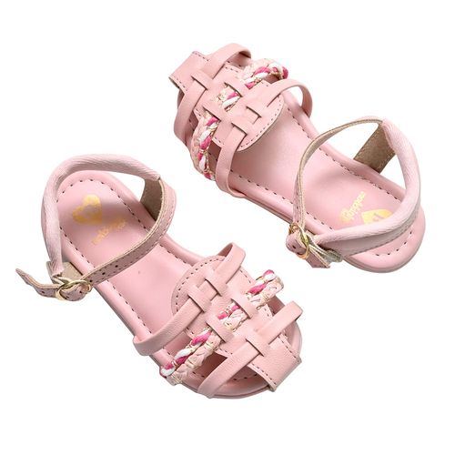 Sandália Flats Molekinha Rosa Tiras Trançadas Infantil Feminino