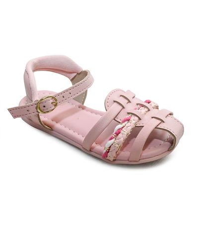 Sandália Flats Molekinha Rosa Tiras Trançadas Infantil Feminino