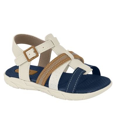 Sandália Flats Molekinho Branco Off e Caramelo Infantil