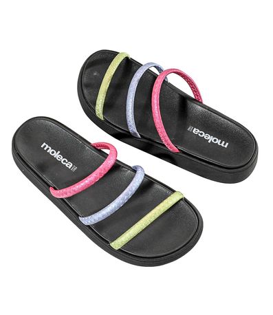 Tamanco Flatform Moleca Tiras Multicores Feminino