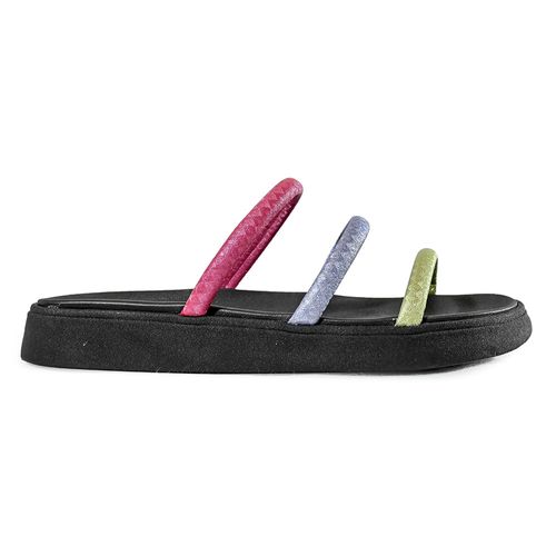 Tamanco Flatform Moleca Tiras Multicores Feminino