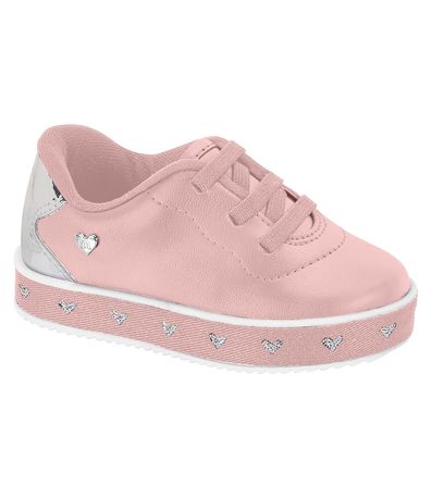 Tênis Casual Molekinha Rosa e Prata Feminino