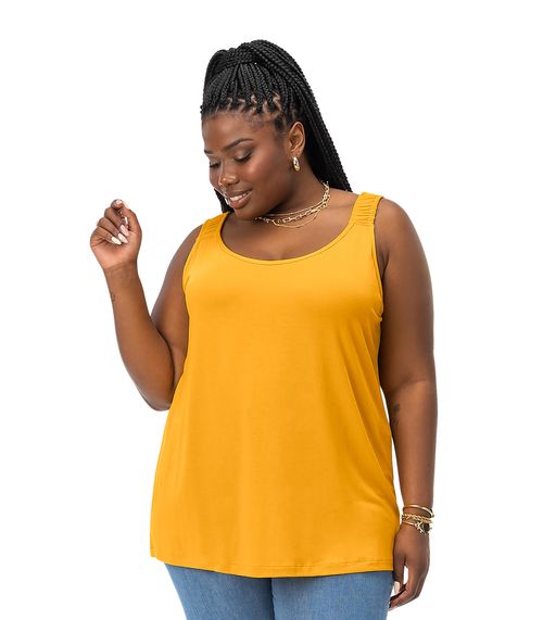 Blusa de Alças Feminina Plus Size Secret Glam Amarelo