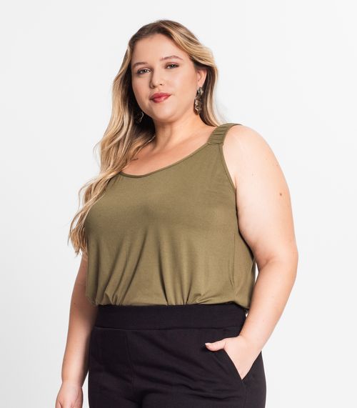 Blusa de Alças Feminina Plus Size Secret Glam Verde