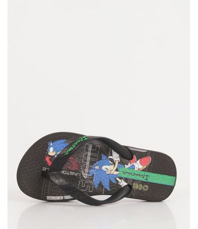 Chinelo Dedo Ipanema Sonic Race Preto e Azul Juvenil Masculino