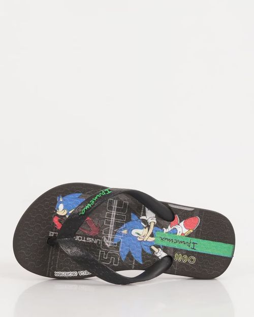 Chinelo Dedo Ipanema Sonic Race Preto e Azul Juvenil Masculino