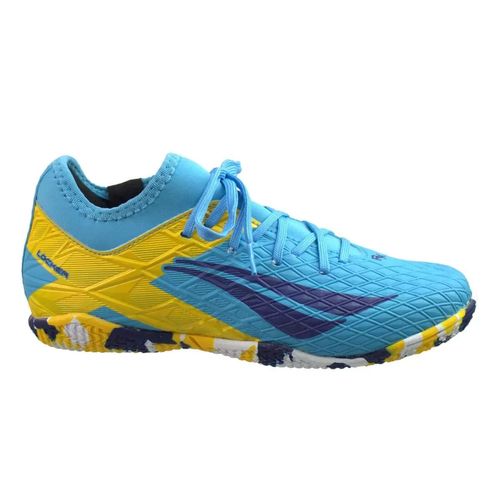 Chuteira Indoor Penalty RX Locker Azul e Amarelo Juvenil Masculino