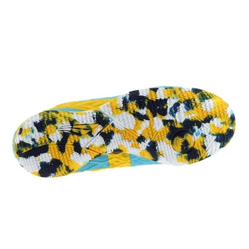 Chuteira Indoor Penalty RX Locker Azul e Amarelo Juvenil Masculino
