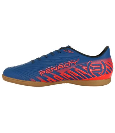 Chuteira Indoor Penalty Bravo Azul e Laranja Masculino