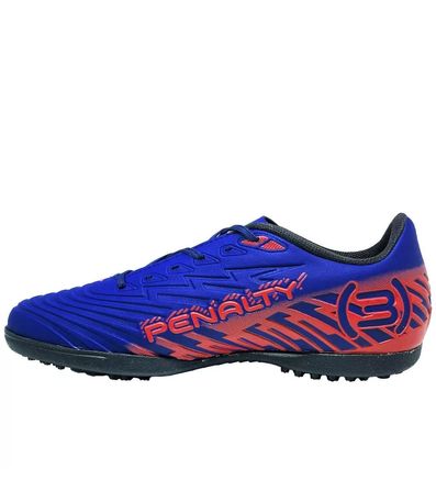 Chuteira Society Penalty Bravo Azul e Laranja Masculino