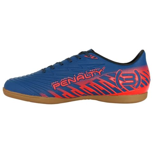 Chuteira Indoor Penalty Bravo Azul e Laranja Juvenil Masculino