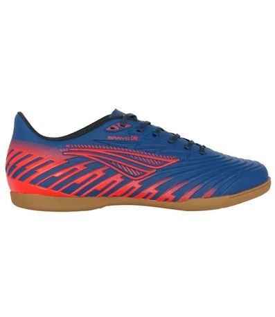 Chuteira Indoor Penalty Bravo Azul e Laranja Juvenil Masculino