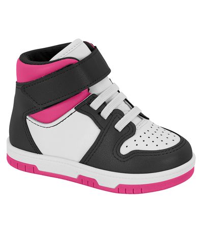 Tênis Casual Molekinha Rosa e Preto Infantil Feminino