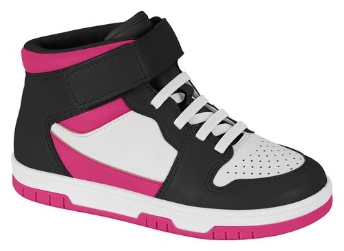Tênis Casual Molekinha Rosa e Preto Juvenil Feminino