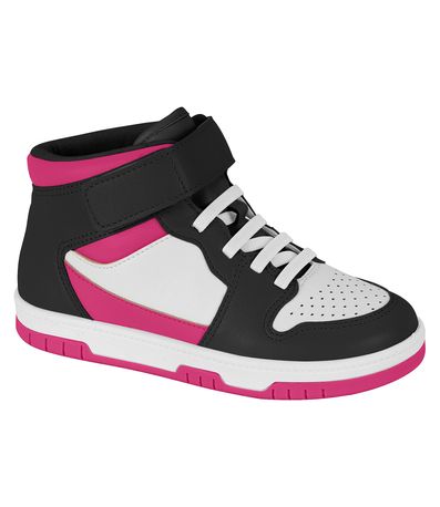 Tênis Casual Molekinha Rosa e Preto Juvenil Feminino