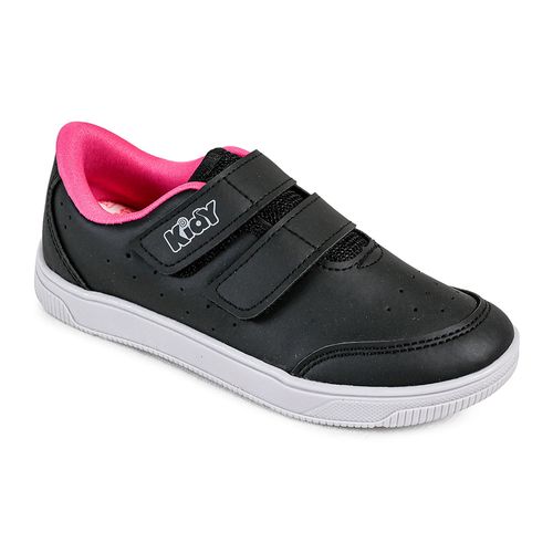 Tênis Casual Kidy Preto e Rosa Juvenil Feminino