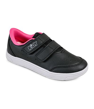 Tênis Casual Kidy Preto e Rosa Juvenil Feminino